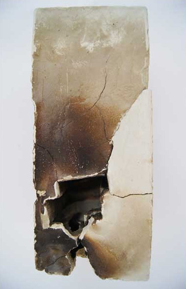 DELOREAN, cracked block with burn marks
