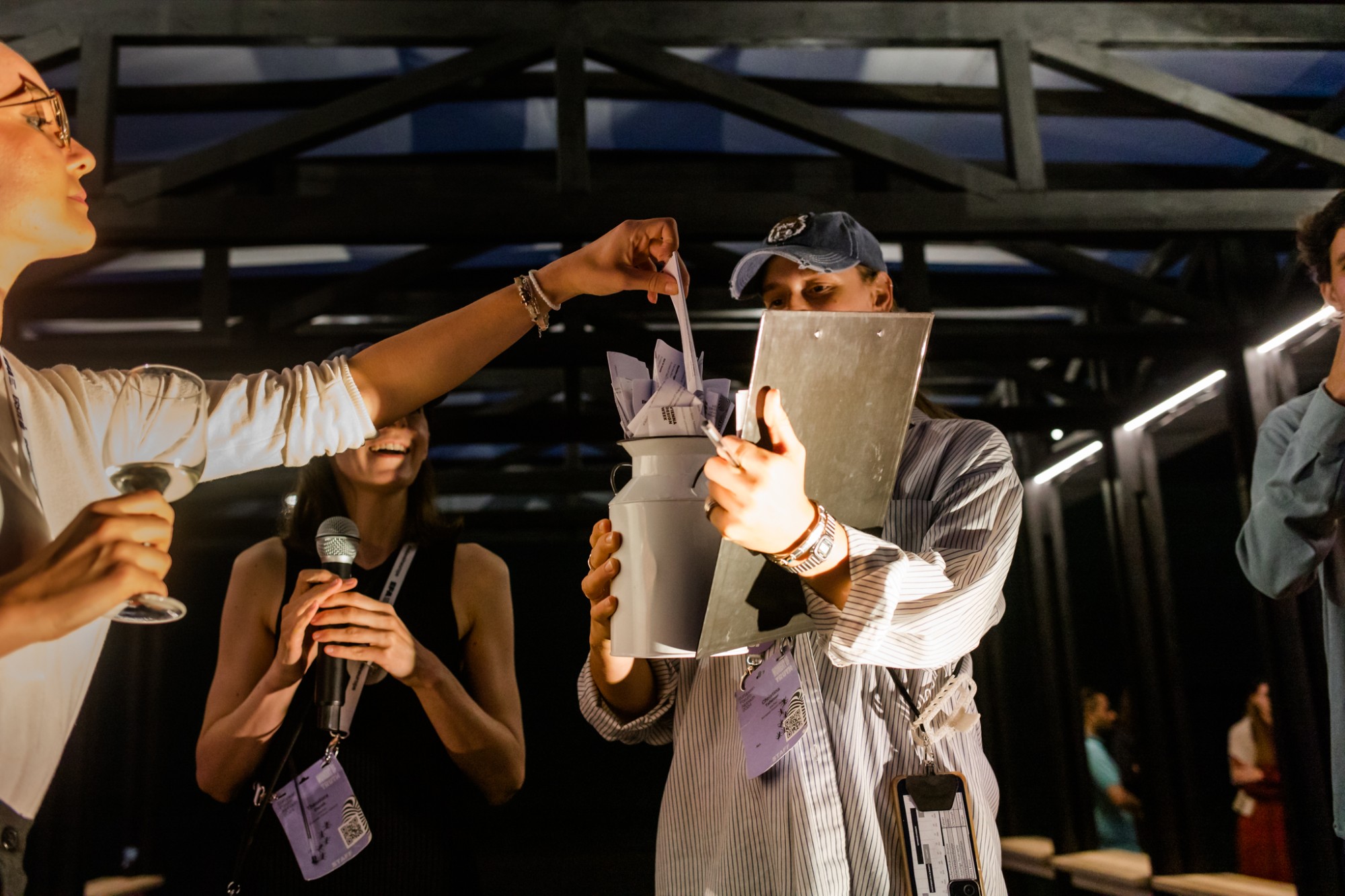 VIENNA DESIGN WEEK x EUROPEAN FORUM ALPBACH, election night: drawing the ballots from the milk can